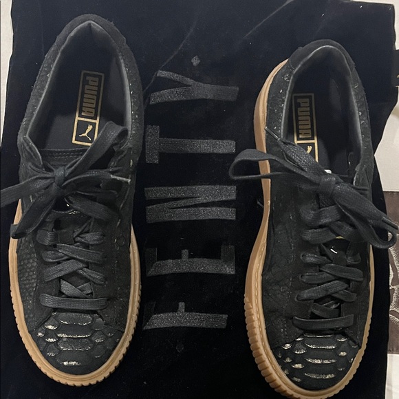 Puma Shoes - Puma suede Black and gold Sneakers